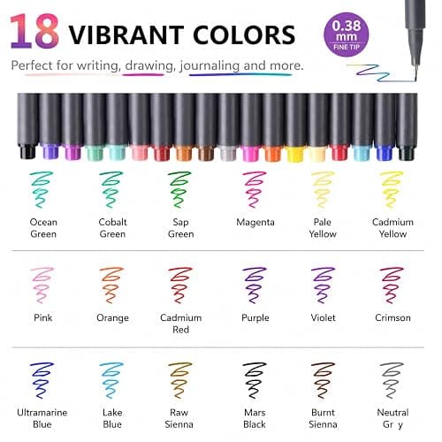 iBayam Journal Planner Fineliner Pens Fine Point 0.38mm, Cute School office | 18 Vibrant Colors, Smooth Writing, Art Markers for Bullet Journaling Note-taking Scrapbooking Calendar, Drawing Sketching Pen thumbnail 3