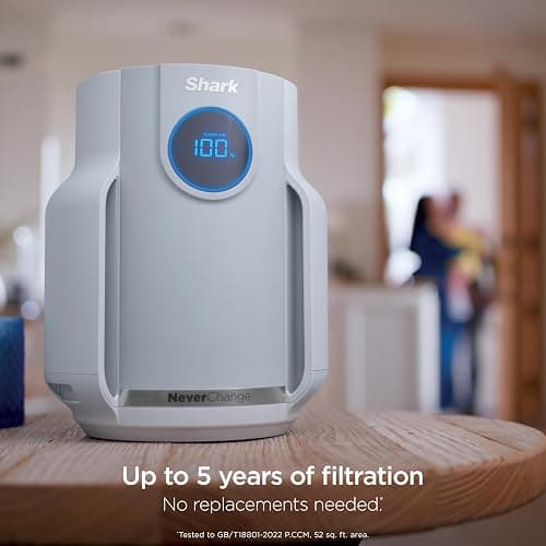 Shark Air Purifier for Home, NeverChange Compact Pro, for Bedroom, Nursery, Home Office, Dorm, HEPA-Exceeding Filter, Captures Pollutants, Pet Dander, Dust, Odor, Smoke, and More, HP071BRN, Winter Fog thumbnail 8