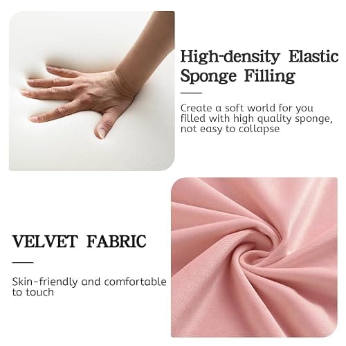 Furniliving Velvet Vanity Chair with Back, Modern Accent Chair for Vanity, Upholstered Makeup Stool Chair for Bedroom, Living Room, Dressing Room, Pink thumbnail 5