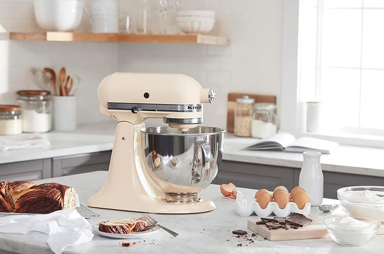 KitchenAid Artisan Series 5 Quart Tilt Head Stand Mixer with Pouring Shield KSM150PS, Almond Cream thumbnail 2