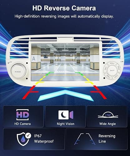 Android Car Stereo for Fiat 500 2007-2015 Support 5GWifi | Podofo 7 inch HD IPS Touch Screen Bluetooth Radio with Wireless Carplay Android Auto GPS EQ FM/RDS AHD Reverse Camera 2G+64G thumbnail 8