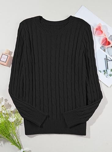EVALESS Womens Cable Knitted Old Money Pullover Sweater Crewneck Business Casual Long Sleeve Tops thumbnail 5