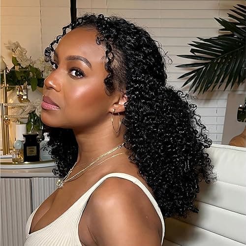 Afro Kinky Curly Knotless Pre-Separated Crochet Hair Extensions Kinky Curly Feather Hair Extensions Afro Kinky Curly Feather Line Hair 100% Human Hair Natural Color 18 Inch 120g - 18 Inch - 120 gram thumbnail 6