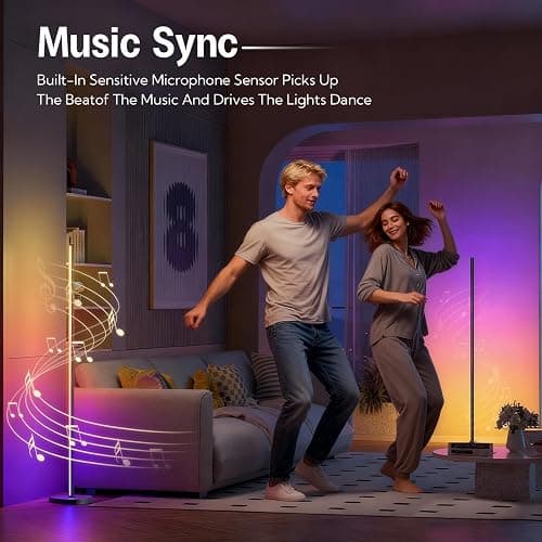 NWUNJ Smart RGBIC LED Corner Floor Lamp with Music Sync,App & Remote Control,16 Million DIY Colors,300+ Scenes,Color-Changing Ambient Lighting for Gaming Room, Bedroom, Living Room Lighting thumbnail 7