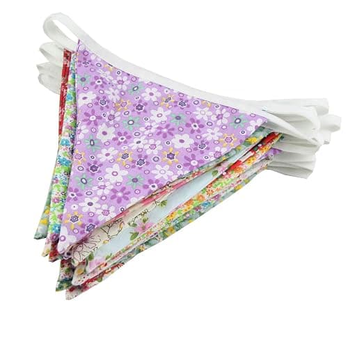 10M/32Ft Triangle Bunting Banner, 36 Pcs Cotton Fabric Flags Pennant Garlands for Birthday Party, Wedding, Baby Shower, Outdoor and Home Decorations (Colorful) - Colorful thumbnail 4