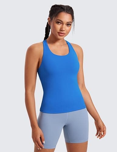 CRZ YOGA Butterluxe Workout Racerback Tank Tops for Women - Padded Athletic Spandex Yoga Shirts with Built in Bra thumbnail 2