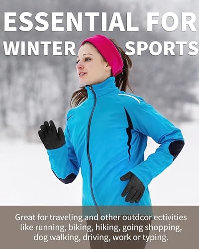 ARFNKIM Thermal Winter Gloves-Fleece Lining Touch Screen Knit Stretchy Warm Gloves for Running Cycling Riding- Men Women thumbnail 7