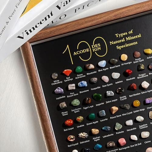 ACODE Natural Mineral Specimen Shadow Box, Geology Collection Display Case, Home Decor Wall Art Tabletop Display with Real Rocks Crystals, Gift for Birthday Christmas Housewarming Children's Day thumbnail 4