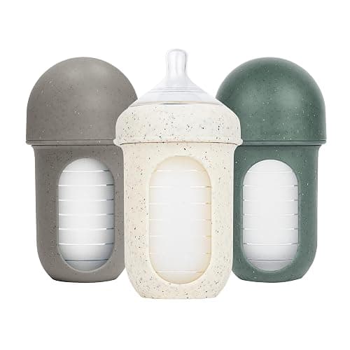 Boon Nursh Bottles - Silicone Baby Bottles Help Ease Colic Symptoms - Formula and Breast Milk Only Touch Platinum Food-Safe Silicone - Medium Flow - Speckle Green - 8 Ounce - Image 1
