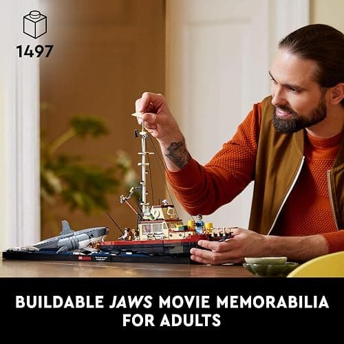 LEGO Ideas Jaws Set - Diorama Kit for Fans of The Classic Movie - Shark Toy - Movie Memorabilia Gift for Adults - Includes Orca Boat and Chief Brody, Hooper and Quint Minifigures - 21350 thumbnail 3