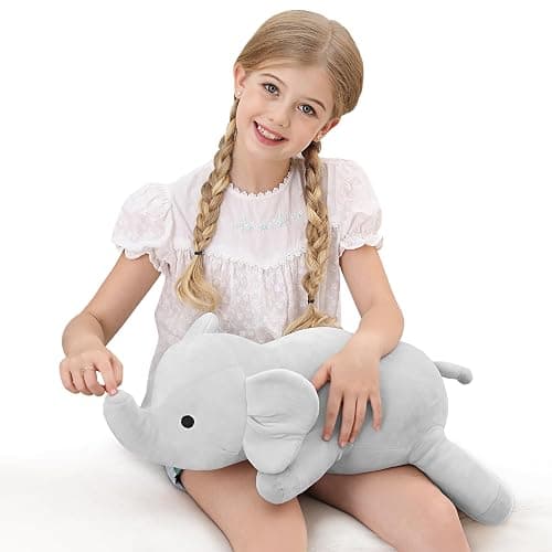 OurHonor 4.2lbs 24in Elephant Weighted Stuffed Animals, Weighted Plush, Gifts for Kids, Adults, Girls and Boys(Grey) thumbnail 5
