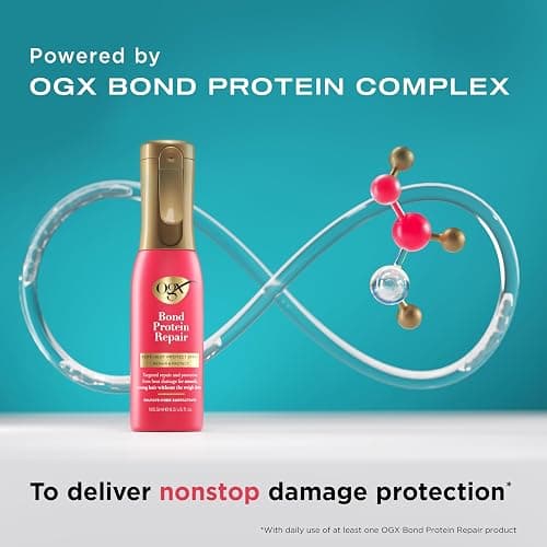 OGX Repair & Protect Bond Protein Repair 450°F Heat Protect Spray, Weightless Repair Mist for Nonstop Damage Protection* for All Hair Types, Heat Spray Preps Hair for Styling, 6.5 fl. oz thumbnail 8