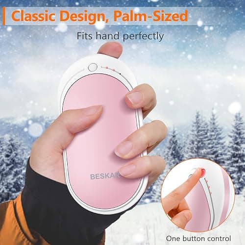 BESKAR Rechargeable Hand Warmer, 5200mAh Electric Hand Heater, Double-Sided Heating, USB Quick Charge, Portable Pocket Hand Warmer for Outdoor, Golf, Raynauds - Winter Gift thumbnail 4