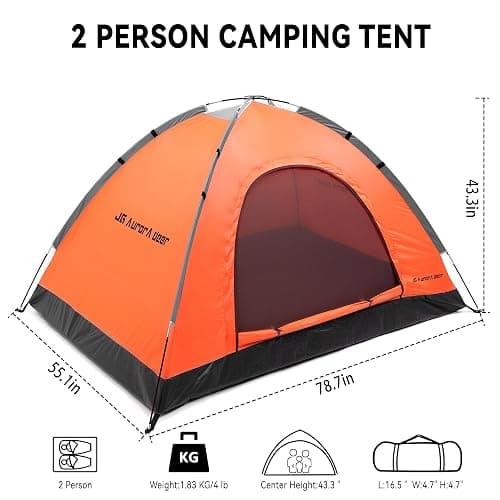 2 Person Camping Tent 4 Person Tents for Camping Windproof Tents for Camping Hiking Backpacking Traveling 2/3/4 Family People Tents for Camping Portable Tent with Carry Bag thumbnail 2