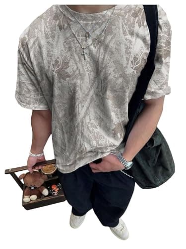 RoseSeek Men's Big and Tall Camo Shirt for Men Short Sleeve Y2k Camouflage Hunting T Shirt Graphic Tees - Image 1