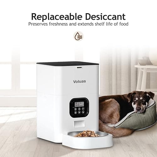 VOLUAS Automatic Cat Feeders - Timed Pet Feeder for Cats and Dogs with Dry Food Dispenser, Desiccant Bag, Programmable Portion Control, 4 Daily Meals, 10s Voice Recorder thumbnail 7