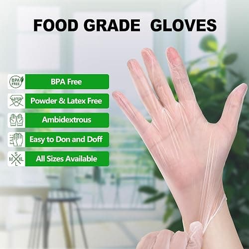 SWIFTLITE Disposable Vinyl Gloves, Food Safe, Latex-Free Powder-Free Clear Plastic Gloves for Cooking, House Clean, Food Prep thumbnail 5