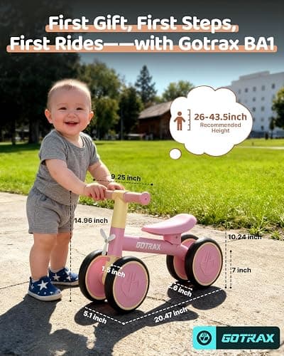 Gotrax Baby Balance Bike, 7" Silent Wheels, First Gift for Toddlers 1-2 | Sturdy Steel Frame, Quick 2-Min Assembly, CPC Certified, Soft Edges, Comfy PU Seat, Lightweight, Max 66 lbs, Ride-on Toy thumbnail 8