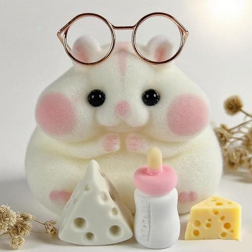 Handmade Taba Squishy Hamster Toy, Cute Squishy Hamster Fidget Toy, Realistic Hamster Toy, Soft Silicone Mochi Furry Toy, Stress Relief Gift for Adults & Kids, Sensory Anxiety Plushie (White) thumbnail 3