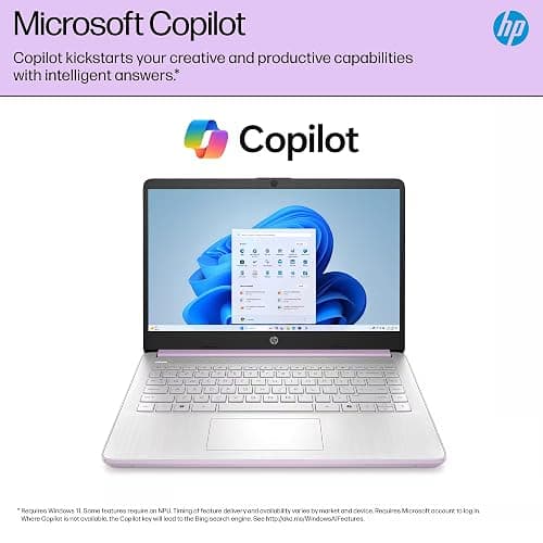 HP 14 Laptop Student Business 2025 Flagship Computer, AI Copilot, 4-Core 13th Gen Intel CPU, 16GB RAM 628GB Storage (128GB UFS+500GB Ext) 1-Yr Office 365 Long Battery HubxcelAccessory Win 11S Lavender thumbnail 5