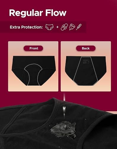 INNERSY Period Underwear for Women Teens Leak-Proof Menstrual Cotton Protective Hipster Panties 3-Pack thumbnail 4
