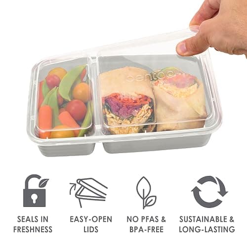 Bentgo Prep 60-Piece Meal Prep Kit - Reusable PFAS & BPA-Free Food Containers, 1-Compartment, 2-Compartment, & 3-Compartments - Microwave, Freezer, & Dishwasher Safe (White Stone) thumbnail 6