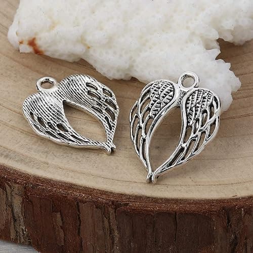 JGFinds Angel Wings Pendant Charm - 48 Pack Antique Silver Tone for DIY Jewelry Making Supplies; Small 7/8 Inch Metal Wings for Bracelet, Necklace, Earrings or Arts and Crafts thumbnail 3