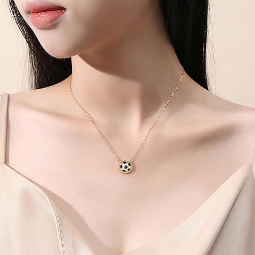Soccer Necklace for Women.14K Gold Soccer Ball Pendant Short Chokers Necklace Jewelry - Gold thumbnail 3