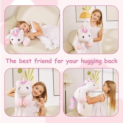 GILFWM Unicorn Weighted Stuffed Animals - 25" Big Stuffed Animal Toy Rainbow Pillow for Girls Boys Kids, 5 lbs Ultra-Soft Washable Weighted Plush thumbnail 5