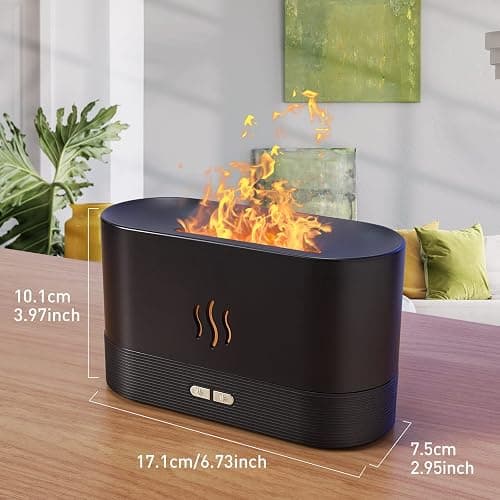 Colorful Flame Air Aroma Diffuser Humidifier, Upgraded 7 Flame Colors Noiseless Essential Oil Diffuser for Home,Office,Yoga with Auto-Off Protection 180mL (8Hours Black) thumbnail 3