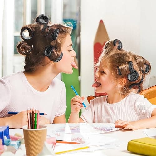 Big Self-Grip Hair Curlers Rollers with Stainless Steel Duckbill Clips for Long, Medium, Thick Hair and Bangs Volume (Black) thumbnail 7