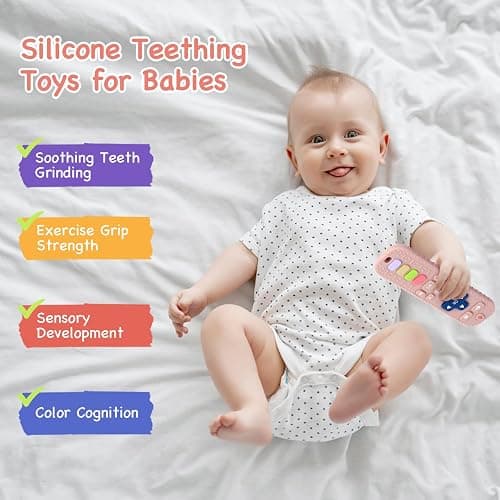 Hooku Silicone Teethers for Babies 0-6 Months, Teething Toys for Babies 6-12 Months, Baby Remote Control Toy, Infant Toys 0-3 Months, Sensory Chew Toys, Toddler Newborn Baby Girl Boy Gifts thumbnail 5