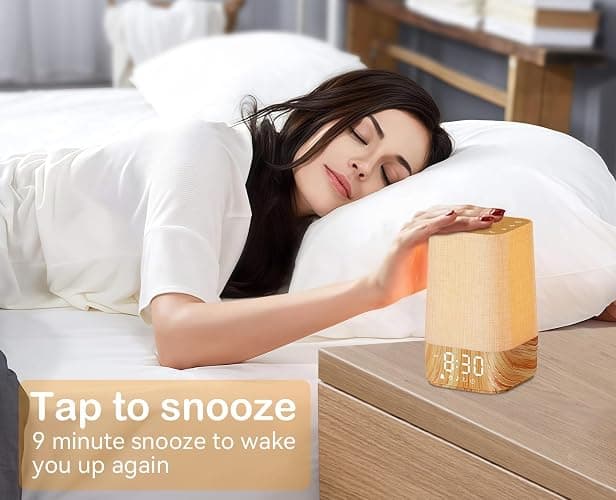 Sunrise Alarm Clock with Noise Machine: Digital Alarm Clock for Bedrooms, Nature Sounds for Gentle Wake Up, 30 Sleep Sounds, Adjustable Brightness & Volume, Timer - Wood Grain thumbnail 6