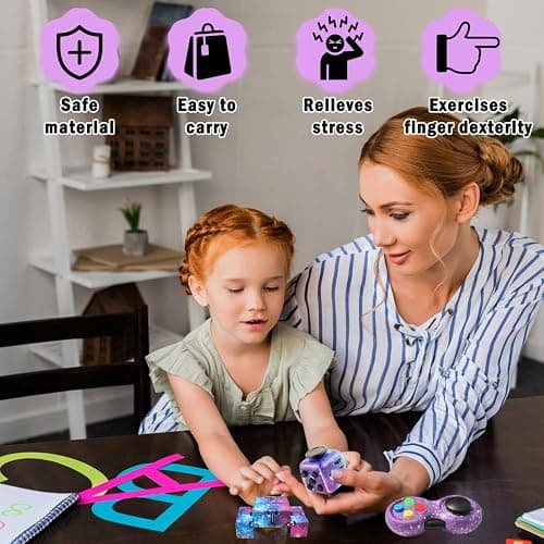 Cuackamily 3-Piece Fidget Toy Set - Galaxy Fidget Cube, Pad, Infinity Cube - Stress & Anxiety Relief for ADHD, ADD, Autism, Adults & Kids thumbnail 5