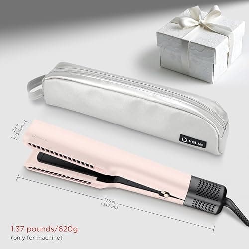 IG INGLAM Air Straightener, Style from Wet Hair, 2.2" Hair Dryer Straightener, 200M Negative Ionic, One-Step Air Straight for Medium and Long Hair(14"-30"), Pink thumbnail 7