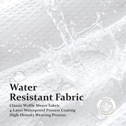 Dynamene Waffle Shower Curtain 256 GSM Heavy Duty Fabric 72"x72" White | Thick Textured Cloth, Weighted Hem, Water Repellent Washable, Hotel Luxury Polyester Shower Curtain Set for Bathroom 12 Hooks thumbnail 9