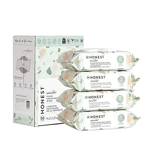 The Honest Company Clean Conscious Multi-Use Wipes Unscented Hypoallergenic Baby for Sensitive Skin 99% Water Plant-Based Compostable Geo Mood 288 Count - Image 1