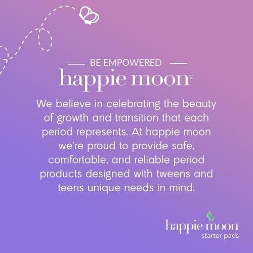 Happie Moon Organic Cotton Cover Tween & Teen Period Pads | Ultra Thin Pads with Wings | Chlorine-Free & Fragrance-Free | Starter Size, 20 Count thumbnail 8