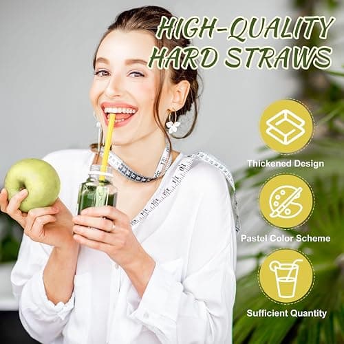 Honeydak 60 Pcs Pastel Reusable Straws 9 Inch Hard Plastic Colorful Drinking Straws for Smoothies Boba Beverage Cocktail Home Restaurant Birthday Summer Party Decoration thumbnail 4