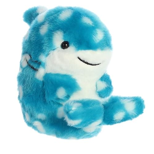 Aurora® Round Rolly Pet™ Willa Whale Shark™ Stuffed Animal - Adorable Companions - On-The-Go Fun - Blue 5 Inches - Image 1