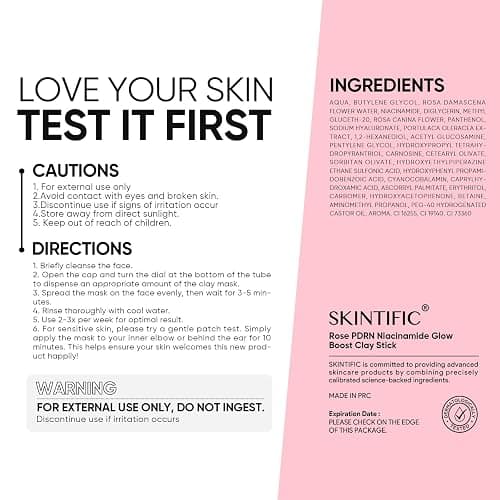 SKINTIFIC Rose PDRN Niacinamide Clay Mask Stick for Face, Brightening & Pore Cleansing, 2% Niacinamide, Alpha-Arbutin & Tranexamic Acid, Oil Control Hydrating Clay Stick for Dull Skin thumbnail 2