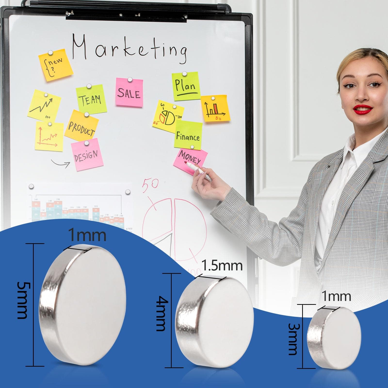 330 Pieces Magnets Strong 3 Sizes, 100 5 x 1 mm 110 4 x 1.5 mm 120 3 x 1 mm Neodymium Magnets Extra Strong Magnets Strong Large Round Strong Magnets for Refrigerators Whiteboard thumbnail 6