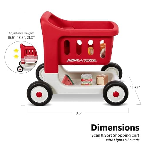 Radio Flyer Toddler Shopping Cart Walker with Wheels, Lights, and Sound for ages1+, Educational and Imaginative Play and Walk Behind thumbnail 2