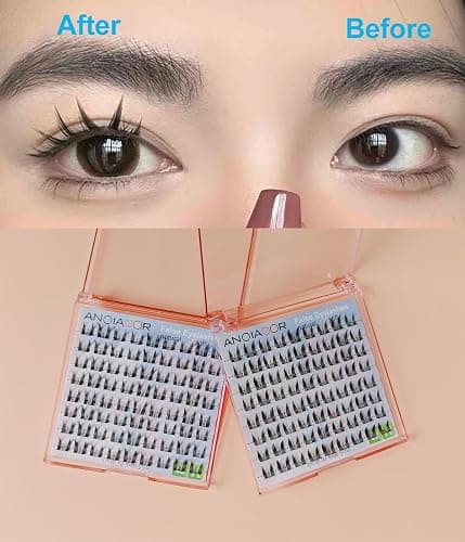 Cat Eye Manga Lashes Falsche Wimpern Künstliche Natürliche Look, C Curl Cateye Fake Lashes, 3D Natural False Eyelashes 12 Paar Katzenauge Hybrid Wispy Volumen Wimpern Extensions thumbnail 3