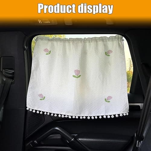 DUSCOKE Car Side Windshield Sunshade, UV Protection Auto Window Sunshades Curtain for Baby, Universal Automotive Travel Blackout Privacy Accessories for Car Interior (Five Small Tulips) thumbnail 7