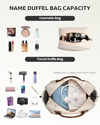 Vogewood Gifts for Daughter - Initial Personalized Weekender Letter Travel Bag with Makeup Bag, Shoe Compartment, Sister Friend Girlfriend Gifts (Letter M) thumbnail 3