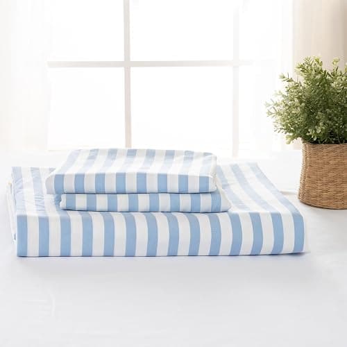 ROSE&RISY Blue Queen Duvet Cover Set, 3 Pieces Soft Bedding Queen Set, Breathable and Cooling,Includes 1 Duvet Cover, 2 Pillow Cases (Blue Stripe, Queen) thumbnail 4