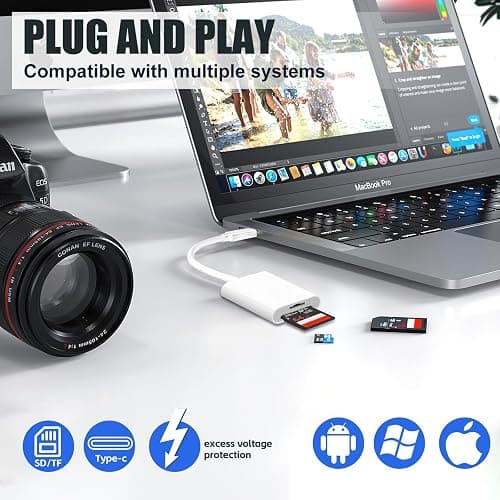 USB C SD Card Reader, Type C SD Card Reader, Supports SD and MicroSD Memory Card Adapters for iPhone 15 16/iPad/MacBook/Mac, Trail Camera Viewer Plug and Play -2 Slots thumbnail 5