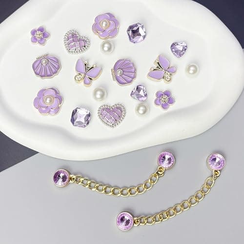 20pcs Bling Gems Plastic Butterfly Flower Sparkling Rhinestones Pearl DIY Shoe Decoration Charms for Women's Party Favor thumbnail 4