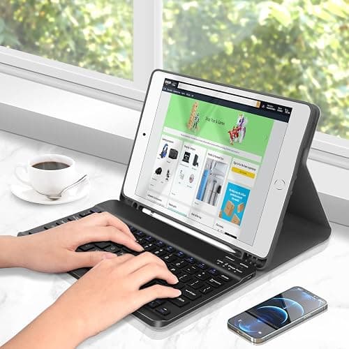 Ultra-Slim Wireless Bluetooth Keyboard for iPad,Tablets & Phones, Portable | Universal Rechargeable Keyboard for iPad 11th/10th/Pro/Air/Mini, Galaxy Tablet, iOS, Android, Windows Devices thumbnail 5